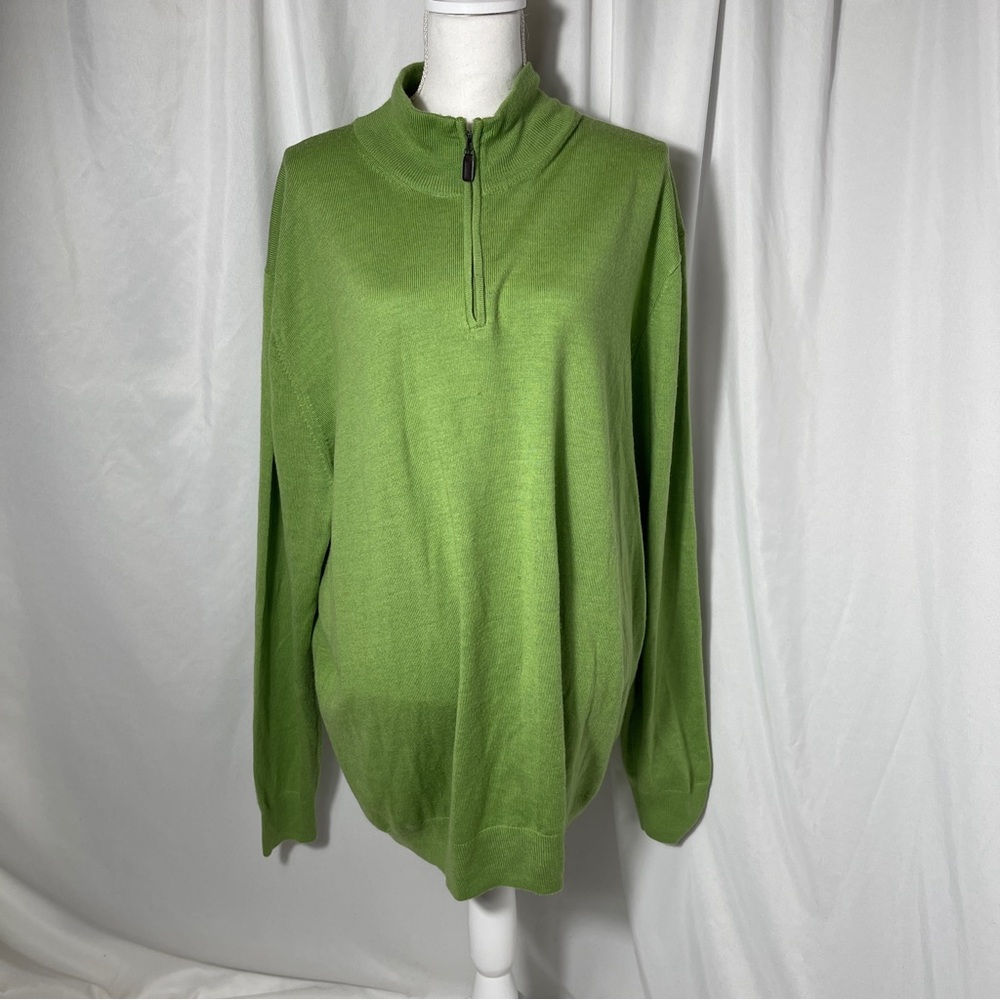 Green Half-Zip SweaterJOS. A. BANKS 100% MERINO WOOL QUAR ZIP SWEATER 2X LIME